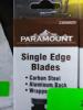 DESCRIPTION: (6) PACKS OF (100) SINGLE EDGE RAZOR BLADES BRAND/MODEL: PARAMOUNT #23059025 SIZE: 0.009 RETAIL$: $5.38 EA QTY: 6 - 4