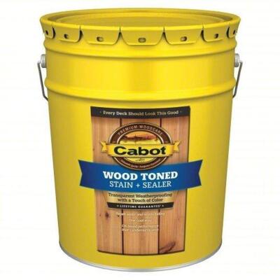 DESCRIPTION: (1) WOOD STAIN BRAND/MODEL: CABOT #2NTA8 SIZE: Wood Stain and Sealer, Exterior, Oil, 5 gal Container Size, Wood, Flat, Natura RETAIL$: $3