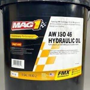 DESCRIPTION: (1) HYDRAULIC OIL BRAND/MODEL: MAG 1 AW ISO 46 SIZE: 5 GALLON RETAIL$: $81.99 EA QTY: 1