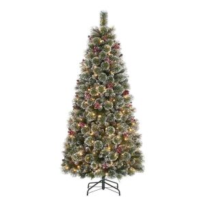 DESCRIPTION: (1) ARTIFICIAL CHRISTMAS TREE BRAND/MODEL: HOLIDAY TIME INFORMATION: GLITTERING FROST SLIM PINE TREE SIZE: 6.5' RETAIL$: $119.00 EA QTY: