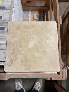 (265) - SQ. FT. OF LIGHT WALNUT TRAVERTINE PREMIUM GRADE TILE