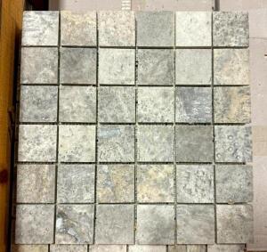 257 SQFT. OF SILVER TRAVERTINE MOSAIC TILE