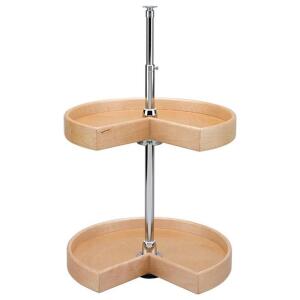 KIDNEY SHAPED NATURAL WOOD LAZY SUSAN CABINET SET