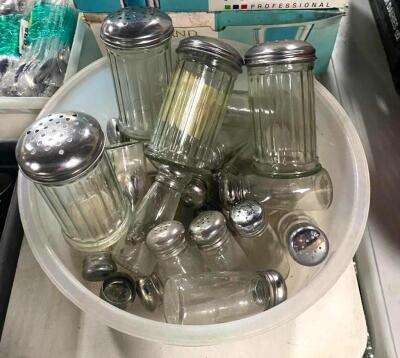 ASSORTED GLASS SHAKERS AS SHOWN