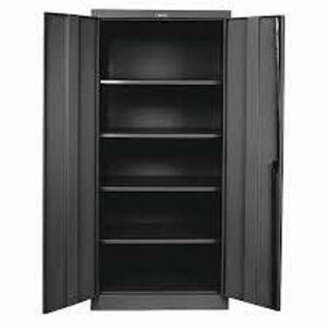 DESCRIPTION: (1) STORAGE CABINET, LOCKING WITH KEYS BRAND/MODEL: HALLOWELL INFORMATION: BLACK, STEEL, SWING HANDLE SIZE: 24" X 78" X 36" RETAIL$: $123