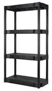 DESCRIPTION: (1) 4 SHELF UNIT BRAND/MODEL: HYPERTOUGH INFORMATION: BLACK, PLASTIC SIZE: 30" W X 13.88" D X 56.2" H QTY: 1