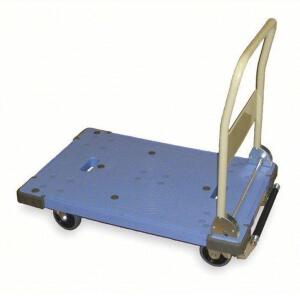 DESCRIPTION: (1) PLASTIC DECK PLATFORM TRUCK BRAND/MODEL: SILENT MASTER #2TUT4 INFORMATION: BLUE, 660 LB CAPACITY SIZE: 36" X 23-1/2" X 8" RETAIL$: $4