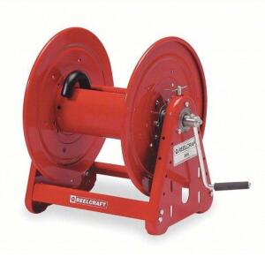 DESCRIPTION: (1) HAND CRANK HOSE REEL BRAND/MODEL: REELCRAFT #4NB24 INFORMATION: RED SIZE: 300 FT (3/8 IN I.D.), 17 3/4 IN L X 25 3/4 IN W X 20 1/4 IN