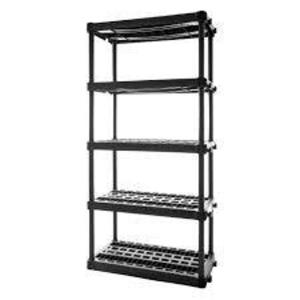 DESCRIPTION: (1) HEAVY DUTY SHELVING UNIT BRAND/MODEL: PLANO #PLA9618SB INFORMATION: BLACK SIZE: 5 SHELF, 150 LBS CAPACITY PER SHELF, 73" X 76" X 18"