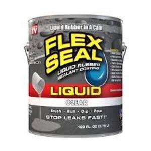 DESCRIPTION: (1) LIQUID RUBBER BRAND/MODEL: FLEX SEAL INFORMATION: CLEAR SIZE: 128 FL OZ RETAIL$: $85.00 EA QTY: 1