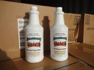 DESCRIPTION: (6) BASE DECK TAPE CLEANER BRAND/MODEL: ACCELLGREEN EXTREME SIZE: 1 QT RETAIL$: $8.00 EA QTY: 6