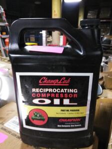 DESCRIPTION: (1) RECIPROCATING COMPRESSOR OIL BRAND/MODEL: CHAMP LUB #P08909A SIZE: 1 GALLON RETAIL$: $64.00 EA QTY: 1