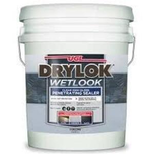 DESCRIPTION: (1) CLEAR HIGH GLOSS PENETRATING SEALER BRAND/MODEL: UGI DRYLOK WETLOOK SIZE: 5 GALLON RETAIL$: $170.00 EA QTY: 1