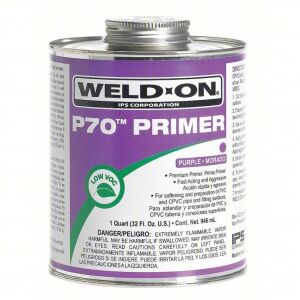 DESCRIPTION: (2) INDUSTRIAL GRADE PURPLE PVC PRIMER BRAND/MODEL: WELD ON P-70 SIZE: 1 QT RETAIL$: $$20.00 EA QTY: 2