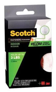 DESCRIPTION: (8) ROLLS OF INDOOR VELCRO BRAND/MODEL: SCOTCH RF4740 INFORMATION: (4) BLACK (4) WHITE SIZE: 5" L 3/4" W 3LB CAP. RETAIL$: $77.20 QTY: 8