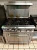 SERV-WARES SIX BURNER GAS RANGE W/ LOWER OVEN.