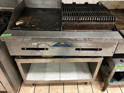 CASTLE 36" GRIDDLE CHARBROILER COMBO W/ STAINLESS STAND.