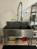 50" THREE WELL STAINLESS POT SINK W/ SPRAYER. - 2