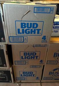 (3) CASES OF BUD LIGHT BOTTLES OF BEER.