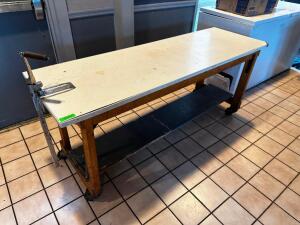 60" X 24" COMPOSITE TOP TABLE W/ MOUNTED CAN OPENER.