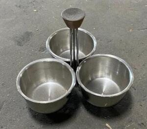 (2) 3-COMPARTMENT STAINLESS CONDIMENT CADDY