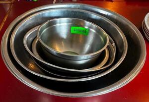 (5) ASSORTED STAINLESS MIXING BOWLS