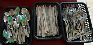 (50) SPOONS, FORKS, AND KNIVES.