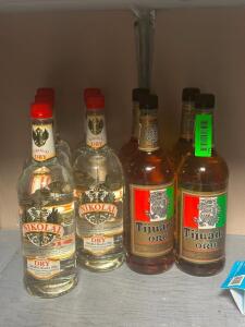 (9) - BOTTLES OF VODKA AND TEQUILA