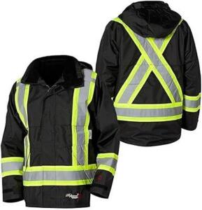 DESCRIPTION: (1) RIP-STOP FIRE RETARDANT REFLECTIVE JACKET BRAND/MODEL: PROFESSIONAL VIKING INFORMATION: BLACK WITH HI-VIZ STRIPES, REFLECTIVE SIZE: 2