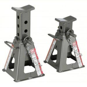 DESCRIPTION: (1) SET OF (2) VEHICLE STANDS BRAND/MODEL: PRODUCT NUMBER #11N147 INFORMATION: GRAY SIZE: 7 1/2 X 7 1/2 IN. BASE SIZE, 7 TON LIFTING CAPA