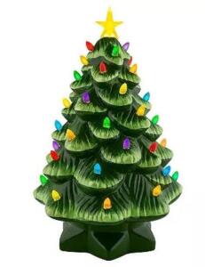 DESCRIPTION: (2) CERAMIC TABLETOP CHRISTMAS TREE LIGHT BRAND/MODEL: MR. CHRISTMAS RETAIL$: $64.99 EA QTY: 2