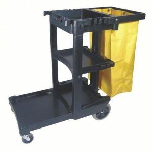 DESCRIPTION: (1) JANITORIAL CLEANING CART BRAND/MODEL: RUBBERMAID #5M880 INFORMATION: BLACK AND YELLOW SIZE: 24 GA; TRASH BAG RETAIL$: $280.71 EA QTY: