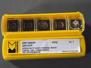 DESCRIPTION: (20) CARBIDE TURNING INSERTS BRAND/MODEL: KENNAMETAL SCMT431FP RETAIL$: $702.30 QTY: 20