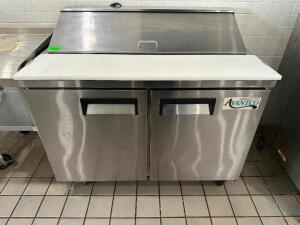 AVANTCO 48" TWO DOOR REFRIGERATED SANDWICH PREP COOLER.