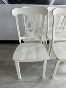 (4) WHITE WOODEN CHAIRS,