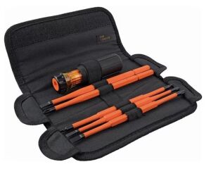 DESCRIPTION: (1) 8-IN-1 INTERCHANGEABLE INSULATED SCREWDRIVER SET BRAND/MODEL: KLEIN TOOLS #32288 INFORMATION: INSULATED, INTERCHANGEABLE RETAIL$: $49