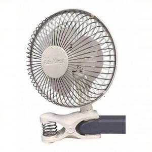 DESCRIPTION: (2) CIRCULATING CLIP ON FAN BRAND/MODEL: AIR KING #6C507E INFORMATION: 2 SPEED SIZE: 6" RETAIL$: $29.64 EA QTY: 2