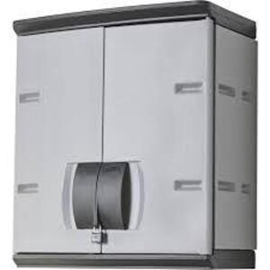 DESCRIPTION: (1) PLASTIC WALL STORAGE CABINET BRAND/MODEL: RUBBERMAID #63282230 SIZE: 24X14X27 RETAIL$: $244.16 EA QTY: 1