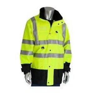 DESCRIPTION: (1) HI VIS COAT BRAND/MODEL: SAFETY GEAR BY PIP SIZE: 2 XL RETAIL$: $120.00 EA QTY: 1