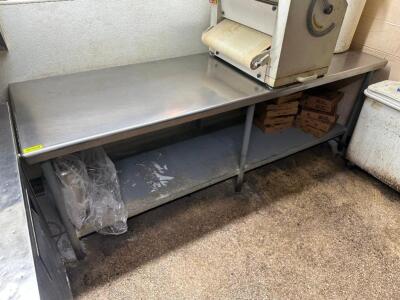 96" X 30" STAINLESS TABLE W/ GALV UNDERSHELF.