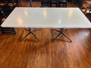 78" X 38" DOUBLE PEDESTAL MID CENTURY MODERN RESTAURANT TABLE