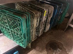 (10) ASSORTED PLASTIC GLASS/ DISHWASHER RACKS.