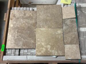 (279) - SQ. FT. OF MINI ASHLER PATTERN DARK WALNUT TRAVERTINE PREMIUM GRADE TILE