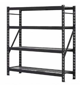 DESCRIPTION: (1) BULK STORAGE RACK BRAND/MODEL: EDSAL/ER7824W4 INFORMATION: BLACK/4-SHELVES/LOAD CAPACITY: 1,500 LBS RETAIL$: 408.90 SIZE: 77"W X 78"H