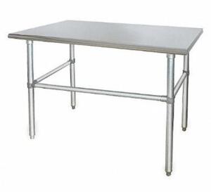 DESCRIPTION: (1) FIXED HEIGHT WORK TABLE BRAND/MODEL: GRAINGER/4UEJ3 INFORMATION: STAINLESS STEEL/LOAD CAPACITY: 600 LBS RETAIL$: 547.60 SIZE: 30"D X