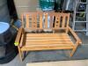 DESCRIPTION: (1) WOODEN GARDEN BENCH INFORMATION: NATURAL/MUST COME INTO INSPECT RETAIL$: 213.99 SIZE: 44"W X 18-1/2"D X 35"H QTY: 1