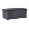 DESCRIPTION: (1) OUTDOOR PLASTIC DECK BOX BRAND/MODEL: KETER/224396 INFORMATION: ANTHRACITE GRAY/CAPACITY: 120 GAL RETAIL$: 148.00 SIZE: 57" X 27.5" X