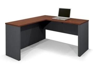 DESCRIPTION: (1) PRESTIGE L-SHAPED DESK BRAND/MODEL: BESTAR/99420 INFORMATION: BORDEAUX & GRAPHITE RETAIL$: 219.00 SIZE: 22-11/16"W X 59-7/16"D X 30-3