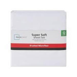 DESCRIPTION: (1) SUPER SOFT SHEET SET BRAND/MODEL: MAINSTAYS INFORMATION: BRUSHED MICROFIBER, WHITE SIZE: KING SIZE RETAIL$: $30.00 EA QTY: 1