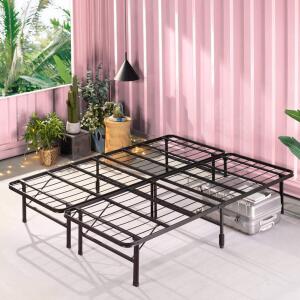 DESCRIPTION: (1) METAL PLATFORM BRAND/MODEL: ZINUS/SM-SC-SBBK-14Q-FR INFORMATION: BLACK/ALLOY STEEL RETAIL$: 117.18 SIZE: 59" X 79" X 14" QTY: 1